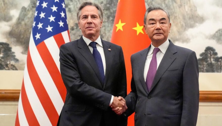 U.S. Secretary of State Antony Blinken, left, meets with Chinese Foreign Minister Wang Yi at the Diaoyutai State Guesthouse, April 26, 2024, in Beijing, China. (Photo: Mark Schiefelbein/france24)