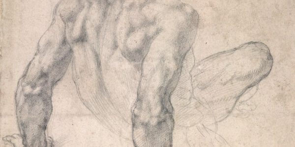 Study for the Last Judgment. Michelangelo Buonarroti. Black chalk on paper, about 1534–36.  (Photo: British Museum )