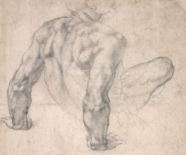 Study for the Last Judgment. Michelangelo Buonarroti. Black chalk on paper, about 1534–36.  (Photo: British Museum )