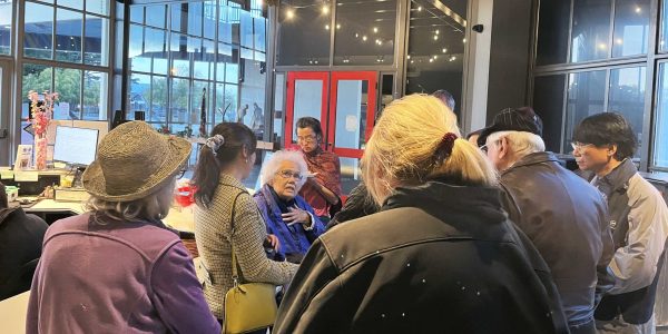 On April 15, 2024, at the film screening event, Ellen Gannon, woman in a blue jacket, recounts her firsthand experiences of the June 4th Tiananmen Student Massacre in 1989. For her, the opportunity of recounting those events was deeply therapeutic, marking the first time she opened up about her ordeal during the Massacre.