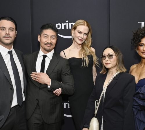 Jack Huston, left, Lulu Wang, Brian Tee, Nicole Kidman and Sarayu Blue attend the premiere of "Expats" at the Museum of Modern Art on Sunday, Jan. 21, 2024, in New York. (Photo by Evan Agostini/Invision/AP)