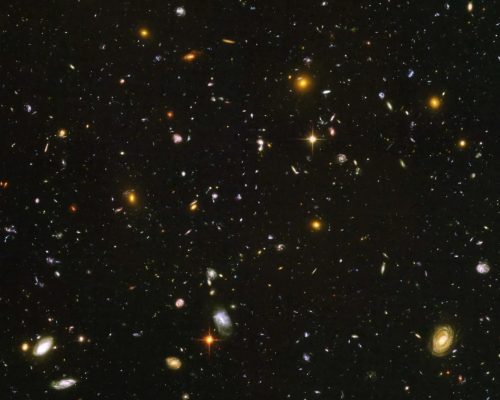 Hubble’s Ultra Deep Field is one of the most distant looks into space ever (detail). The cumulative exposure time needed to capture the image was about a million seconds (11 days).
(PhotoNASA, ESA, S. Beckwith (STScI) and the HUDF Team)