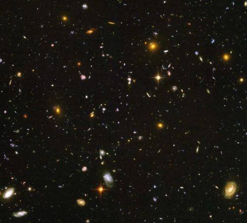 Hubble’s Ultra Deep Field is one of the most distant looks into space ever (detail). The cumulative exposure time needed to capture the image was about a million seconds (11 days).
(PhotoNASA, ESA, S. Beckwith (STScI) and the HUDF Team)