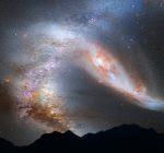 This photo illustration depicts a view of the night sky just before the predicted merger between our Milky Way galaxy and the neighboring Andromeda galaxy. (Photo: NASA, ESA, Z. Levay and R. van der Marel (STScI), and A. Mellinger)