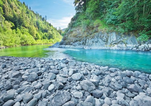 The Klamath River is unparalleled on the West Coast for its combination of wild and free-flowing stretches, intact forests and marshes, surviving native fish populations, and spectacular recreational activities. (Photo: Western Rivers Conservancy)