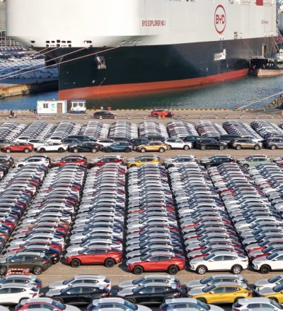 Chinese cars ready for export.  (Photo: barrons.com/)