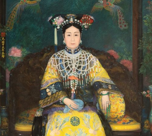 Detail. Empress Dowager Cixi [Tze Hsi] (1835-1908). Peking (now Beijing), China. Katharine Carl. Painting. (Photo: Smithsonian Institution)