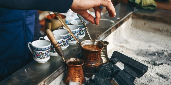 Traditional Turkish charcoal coffee. Cooking fresh aromatic traditional Turkish coffee on charcoal. (Photo: © Franz1212
| Dreamstime.com)