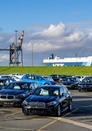 New BMW cars for export at seaport terminal in Cuxhaven, Germany. (Photo: © Bjorn Wylezich
| Dreamstime.com)