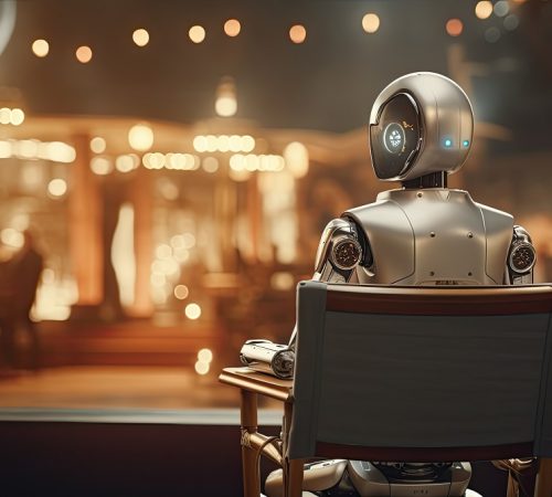 A robot in the director chair on a film set. The concept of artificial intelligence in the field of cinema. AI generated image. (Photo: © Nataliya Krechko
| Dreamstime.com)
