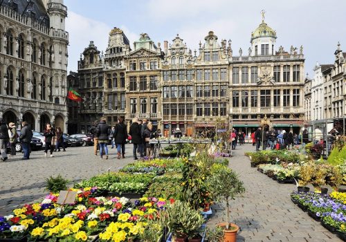 Flower market on grand place in Brussels - Belgium. (Photo: © Richard Banary
| Dreamstime.com)