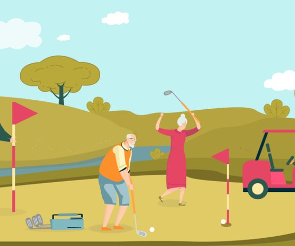 Company Old Friend Playing Golf in Special Field.(Photo:©Dreamstime.com)