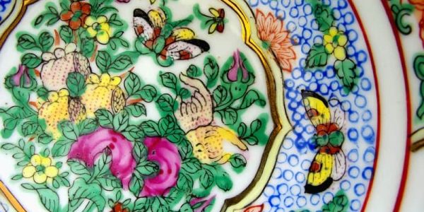 Chinese Porcelain decorated with Butterflies and Flowers. (Photo: © Darknightsky | Dreamstime.com)