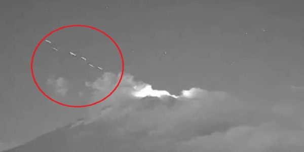 Surveillance cameras at the Popocatepetl volcano (57 miles from Mexico City) captured an alleged flotilla of UFOs or strange lights. In the video, it appears that the objects were coming from inside the volcano. (Photo: Uno.tv)