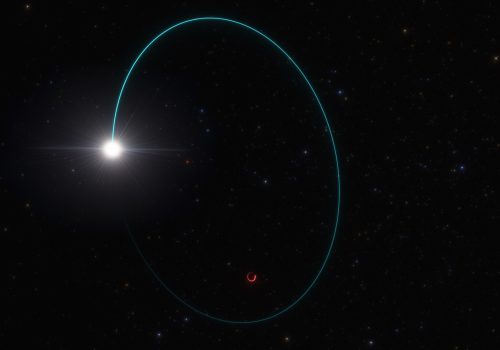 Astronomers have found the most massive stellar black hole in our galaxy, thanks to the wobbling motion it induces on a companion star. This artist’s impression shows the orbits of both the star and the black hole, dubbed Gaia BH3, around their common centre of mass. (Photo: ESO/L. Calçada/Space Engine)