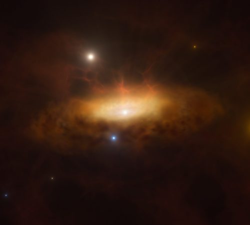 In late 2019, the galaxy SDSS1335+0728 suddenly started shining brighter than ever before and was classified as having an active galactic nucleus, powered by a massive black hole in the galaxy’s core. This is the first time the awakening of a massive black hole has been observed in real time. (Photo: ESO/M. Kornmesser)