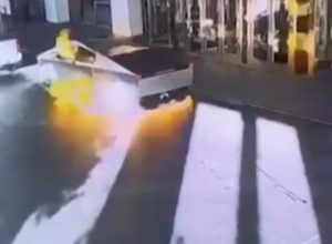 CCTV footage shows the moment a Tesla cybertruck exploded outside a hotel owned by Donald Trump in Las Vegas (Photo: Screenshot)